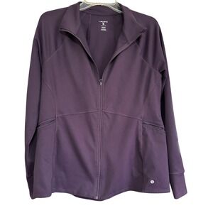Layer 8 Womens Quick Dry Zip Up Jacket Purple Size Large Athletic Athleisure